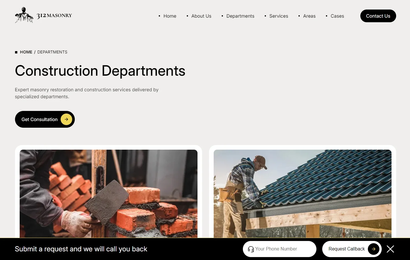 Masonry & Roofing Departments