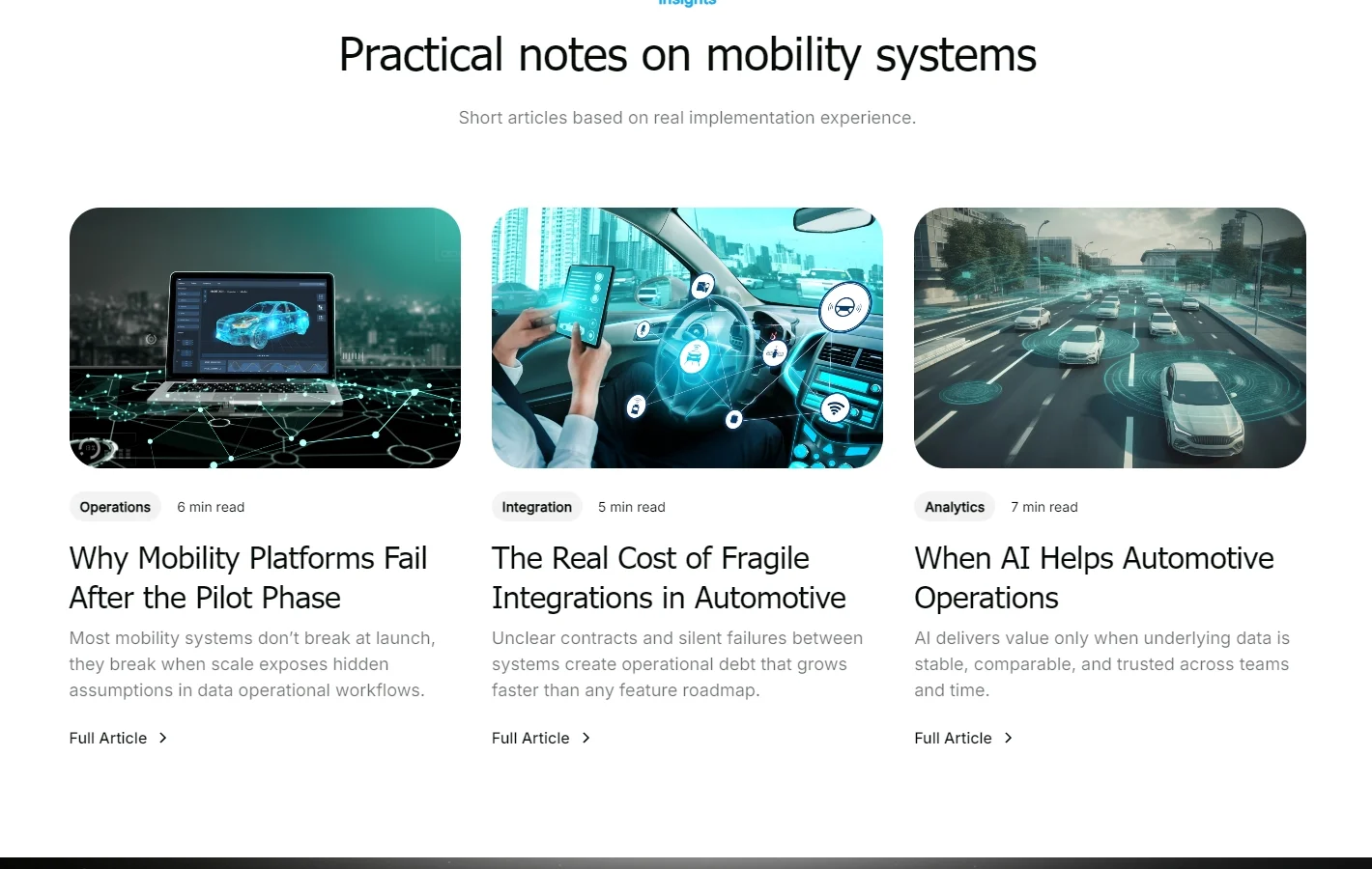 Practical Notes on Mobility Systems