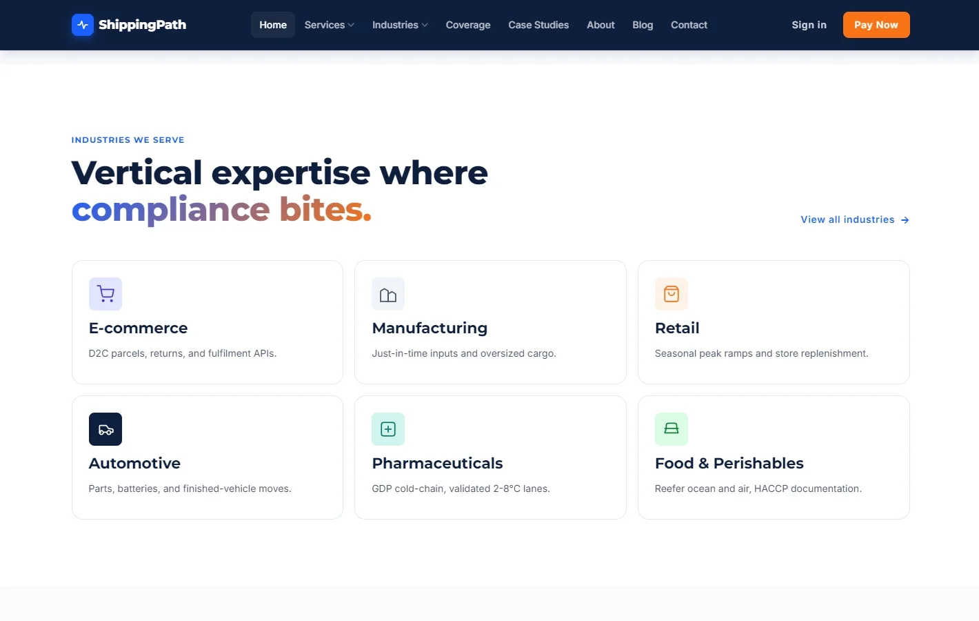 Six Industry Verticals Served