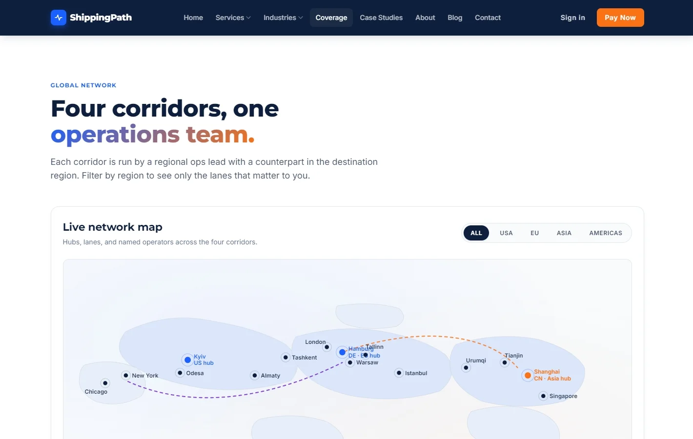 Live Network Map, Four Corridors
