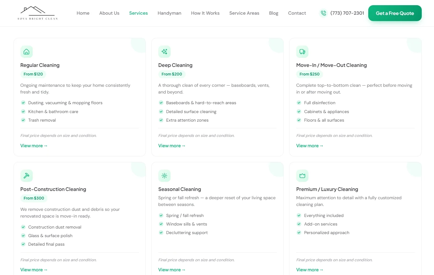 Full-Service Menu With Transparent Pricing