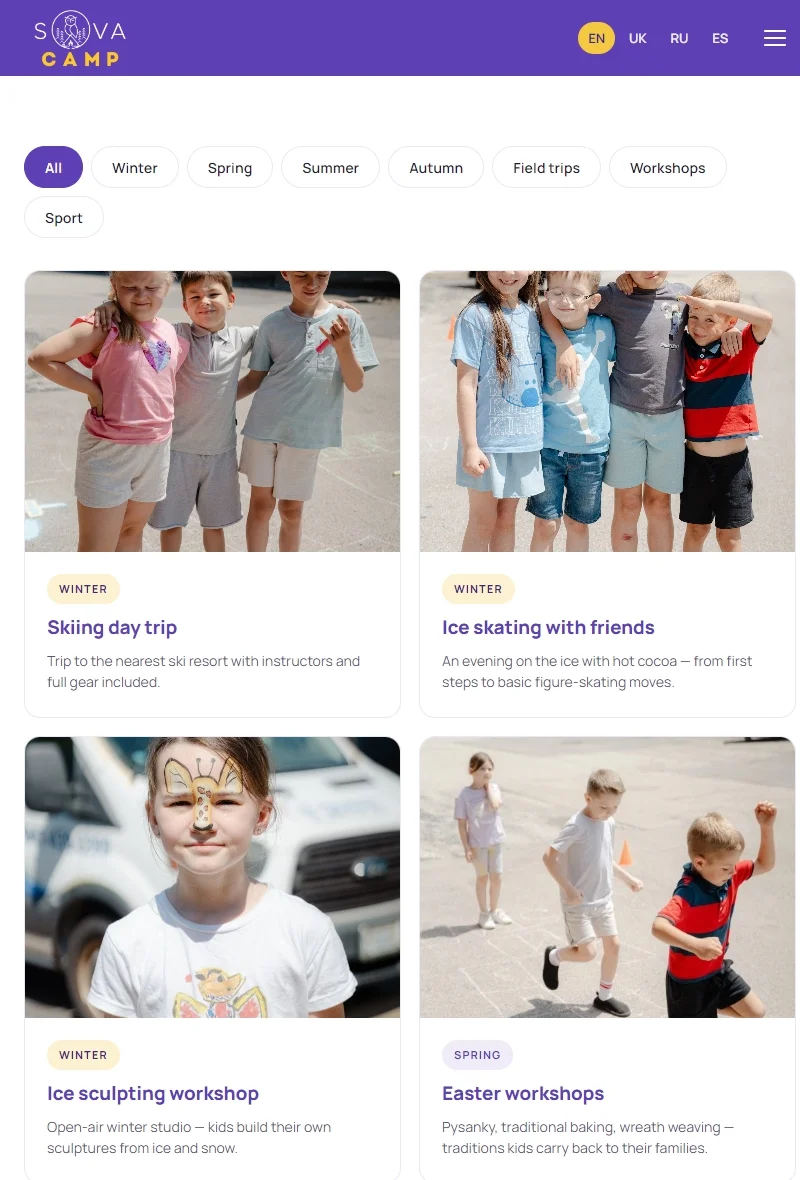 Activities Catalog, Tablet