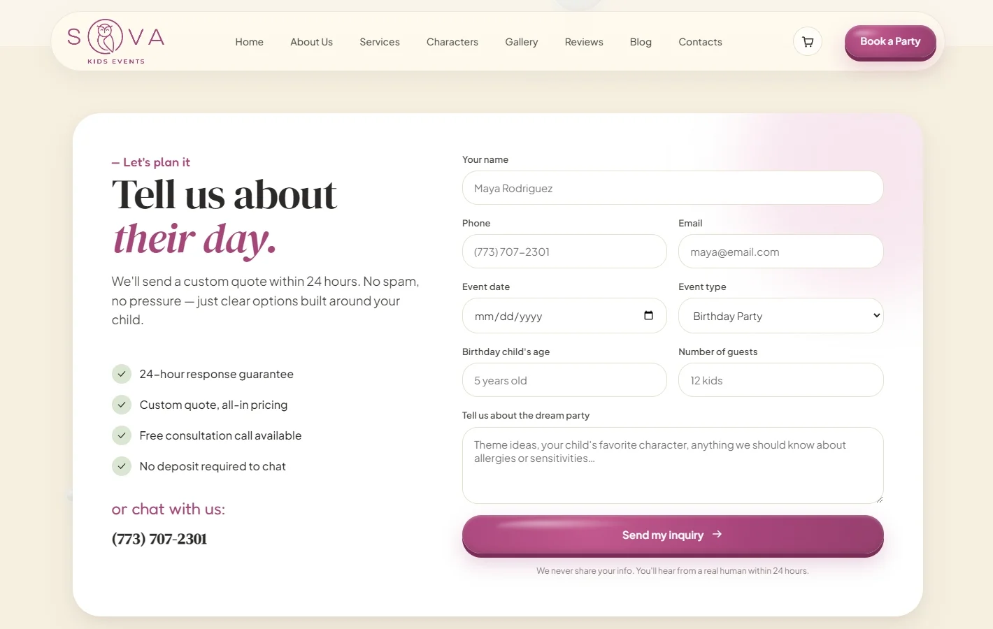 Book Your Party in Minutes