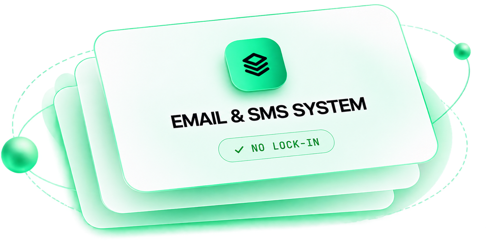 An Email & SMS system handed over as stacked, owned assets — no lock-in.
